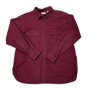 Vtg LL Bean Flannel Shirt Mens 17.5 (XL) Red Chamois Button Up Long Sleeve USA
